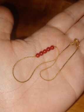 Vintage 14KGF Red Coral Style Minimalist Ankle Bracelet 9.5